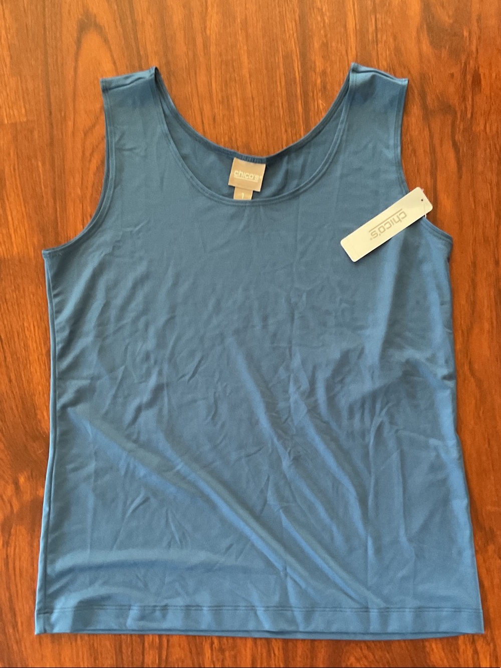 Chico's Dusty blue micro fuel, timeless tank basic knit. Size 1 BNWT